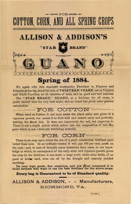 Advertisement for guano, 1884