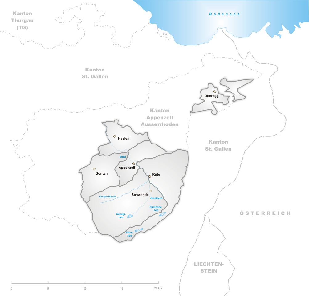 Karte kanton appenzell