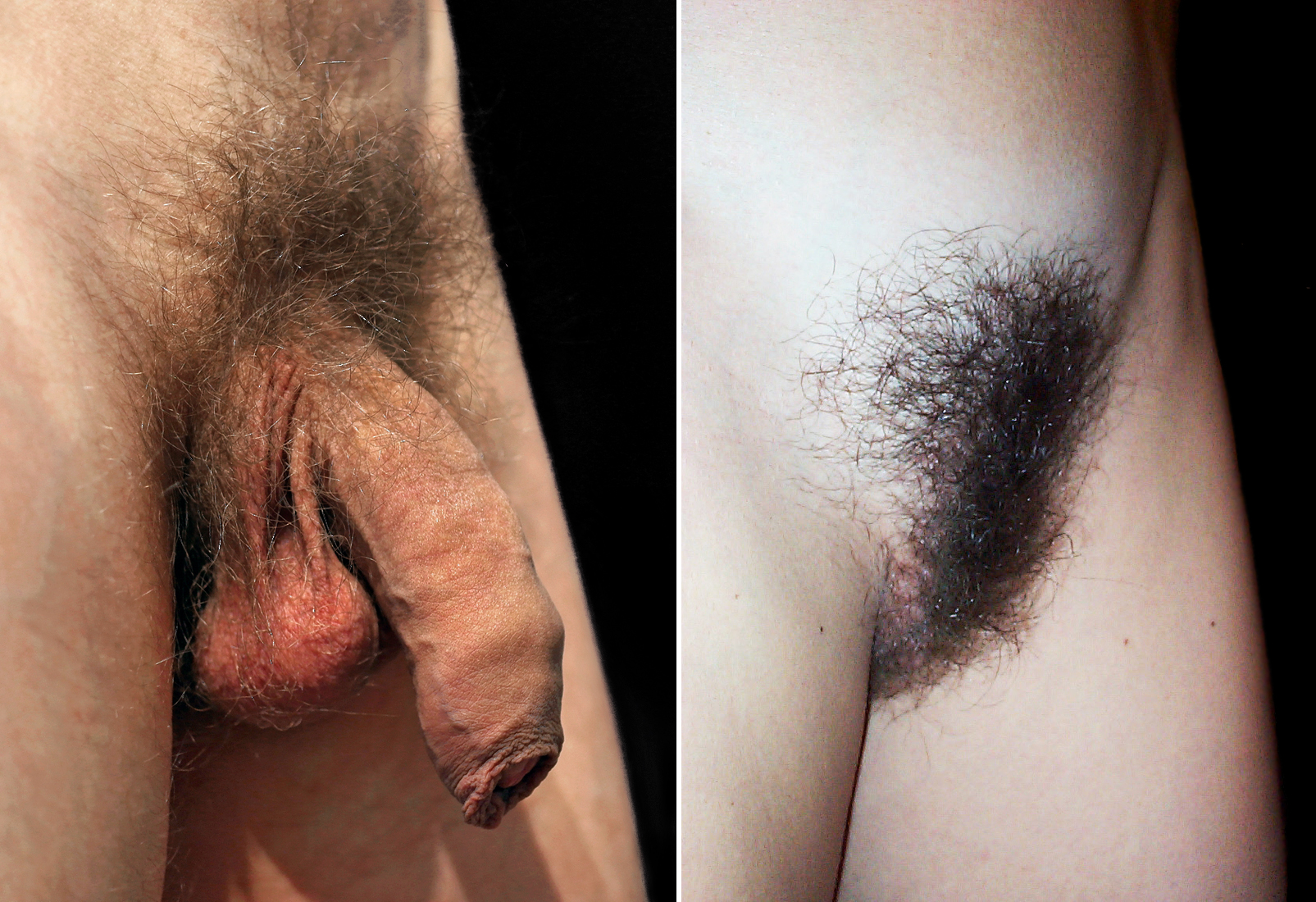 Naked with pubic hair