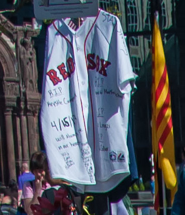 File:Marathon bombing memorial (8736589507) (Red Sox jersey).jpg -  Wikimedia Commons