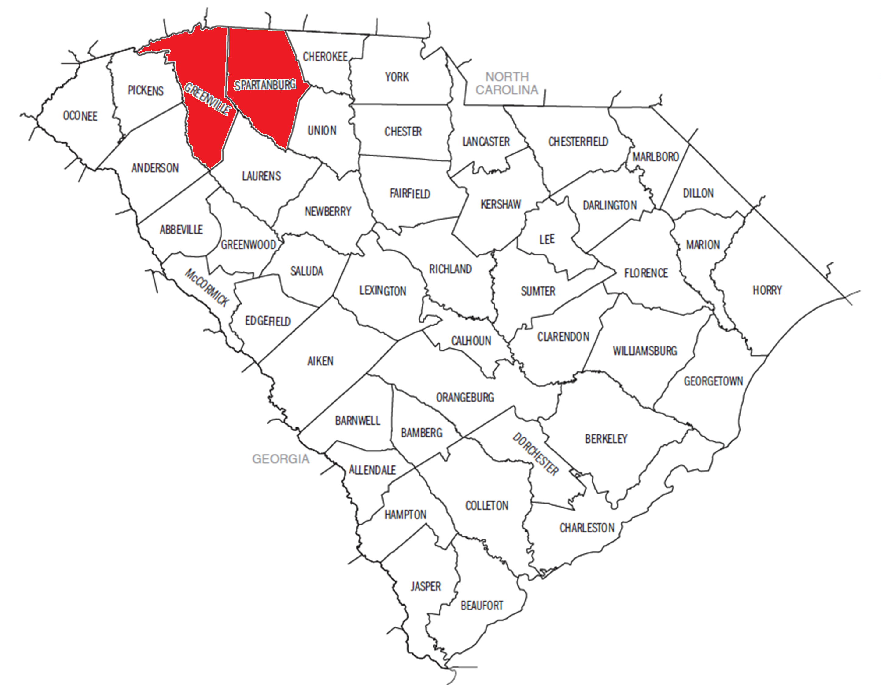 Sc On A Map File:sc County Map (Greenville And Spartanburg).Png - Wikipedia