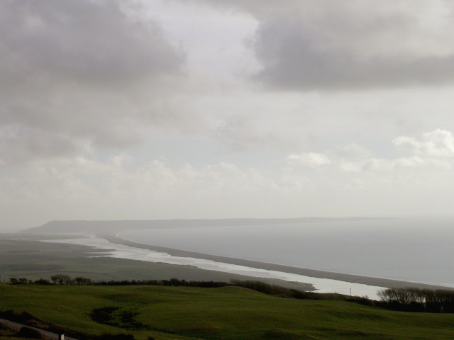 View of the Fleet, Chesil Beach and the Isle of Portland from Abbotsbury Castle - geograph.org.uk - 25112