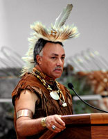 Wayne Adkins, a member of the Chickahominy Tribe, represents the tribe in the UK. ChickahominyWayneAdkins.jpg