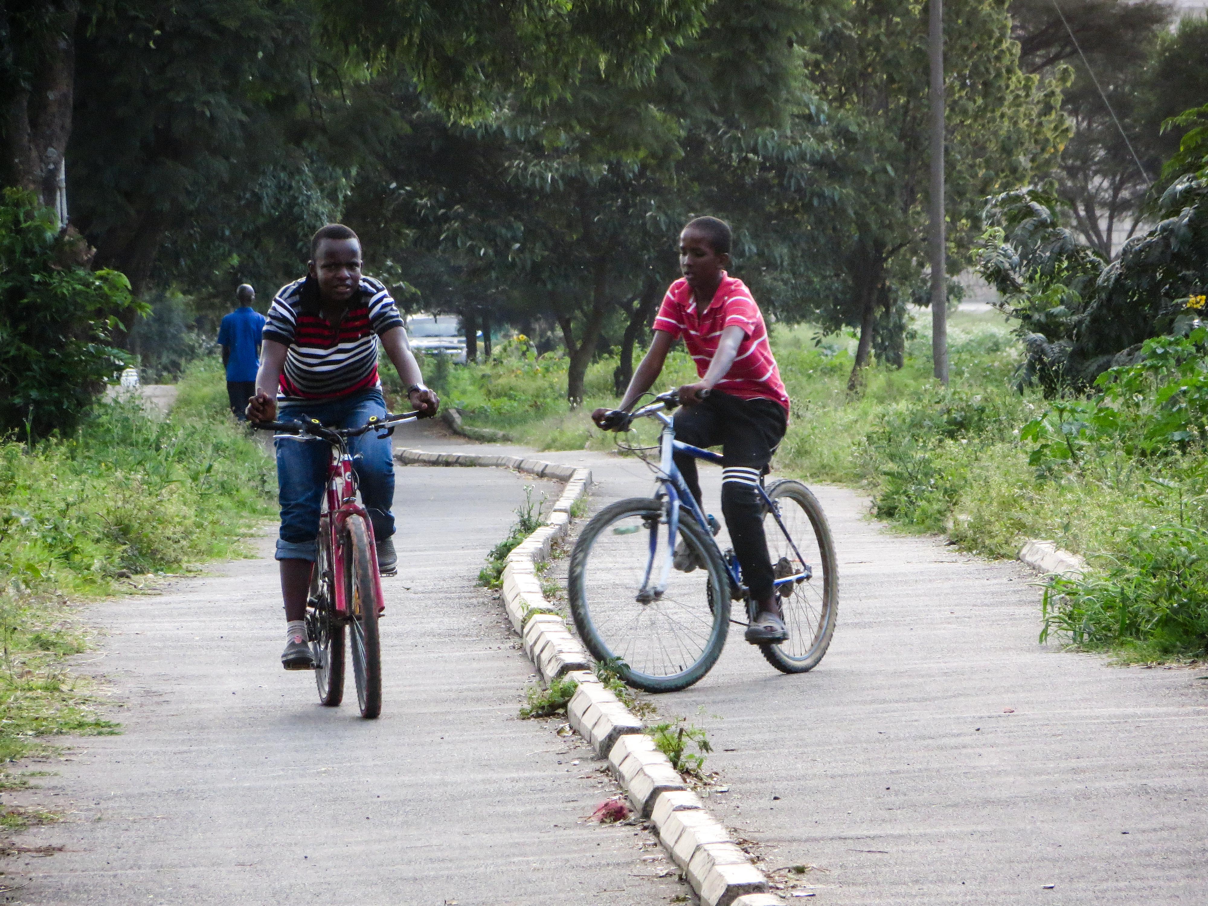 Ride their bikes