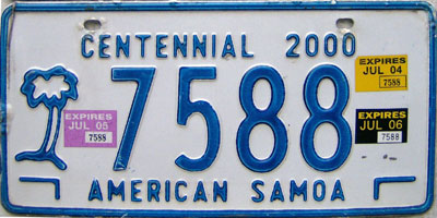 לוחיות רישוי הרכב של סמואה האמריקאית, הוצג לראשונה בשנת 1999
