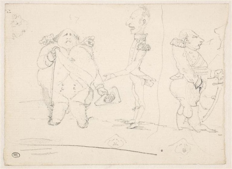 File:Delacroix - Caricatures Louis XVIII, le comte d'Artois et le duc de Berry (), RF 10241, Recto.jpg