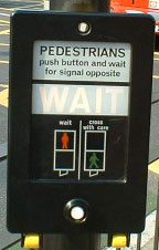 Orthodox Jews are forbidden to press electric buttons on Sabbath. Green man panel.jpg