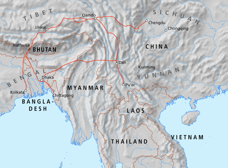 map of the Horse Tea Road