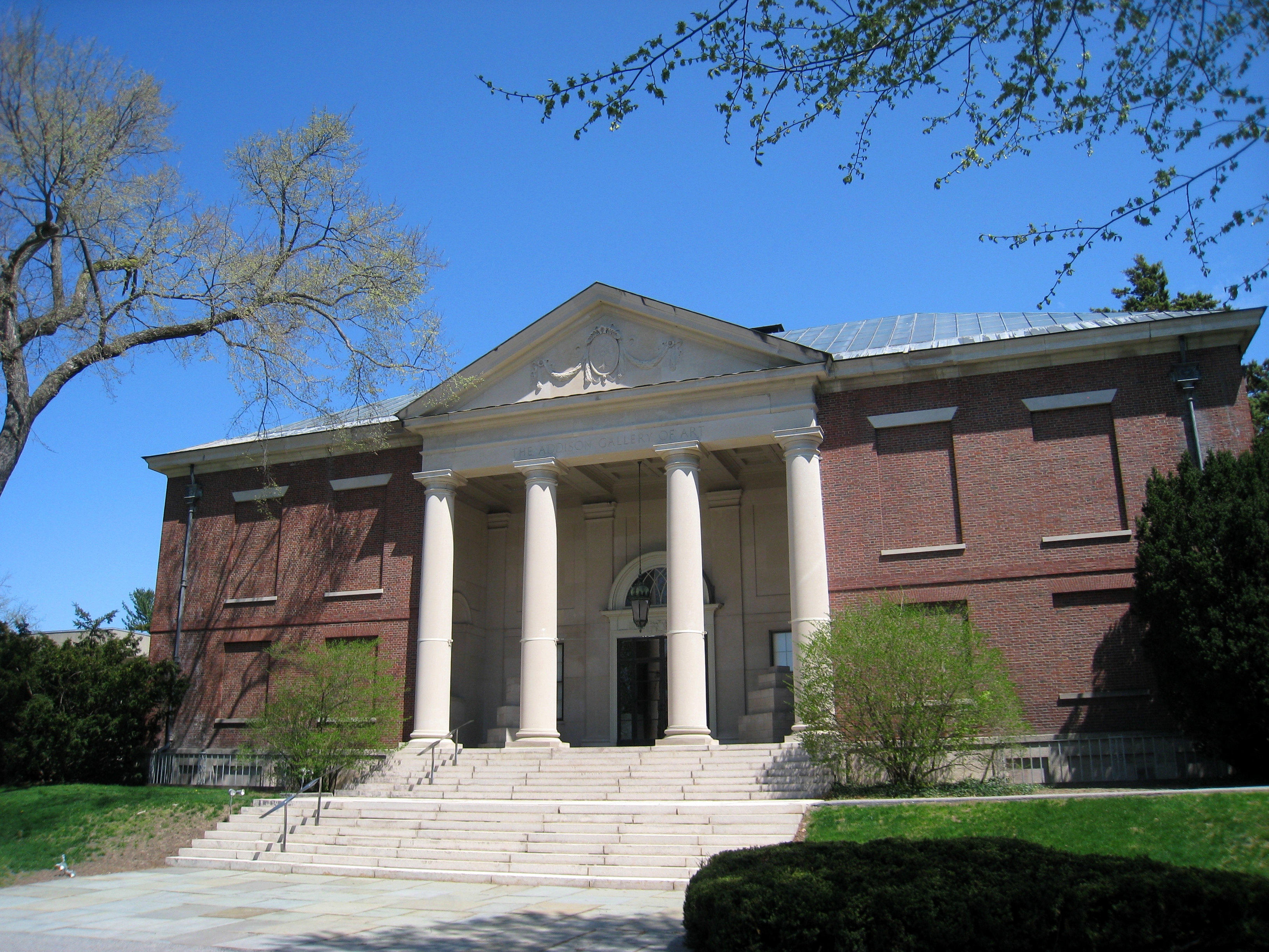 This view of the neoclassical entry to the Addison Gallery does not reveal the modernist sections of the building