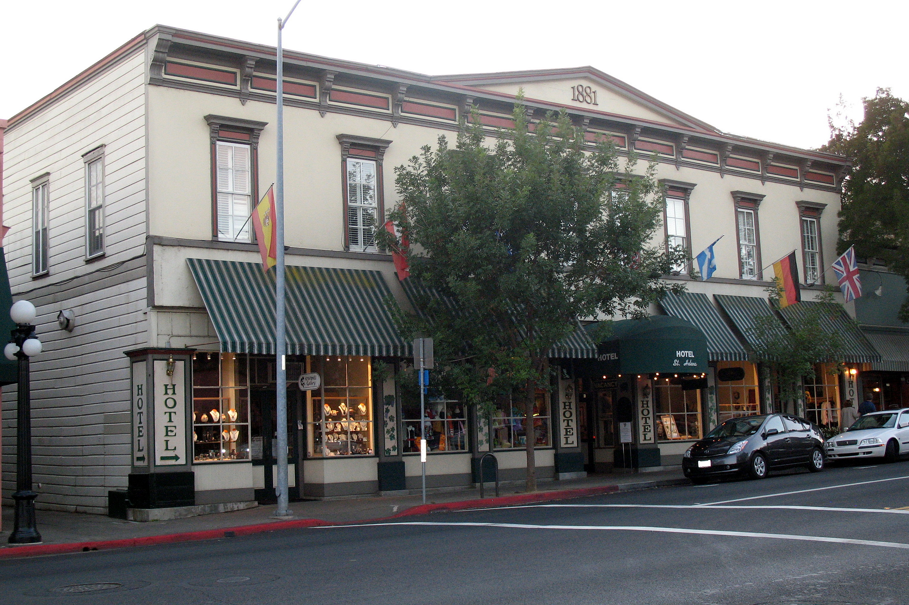 St. Helena Commercial Historic District, Hotel St. Helena, 1309 Main St., St. Helena, CA 10-9-2011 6-38-09 PM.JPG