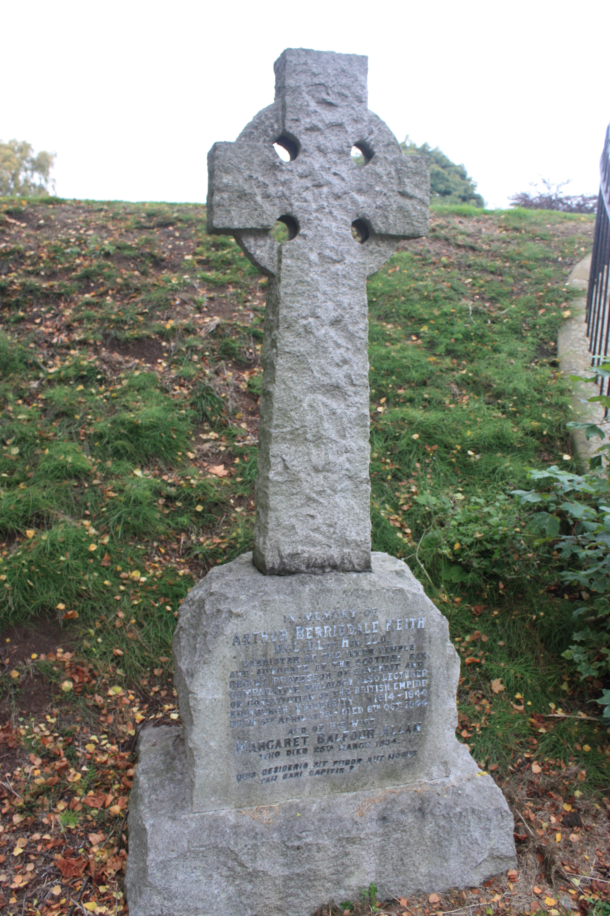 The grave of Arthur Berriedale Keith, Grange Cemetery, Edinburgh.