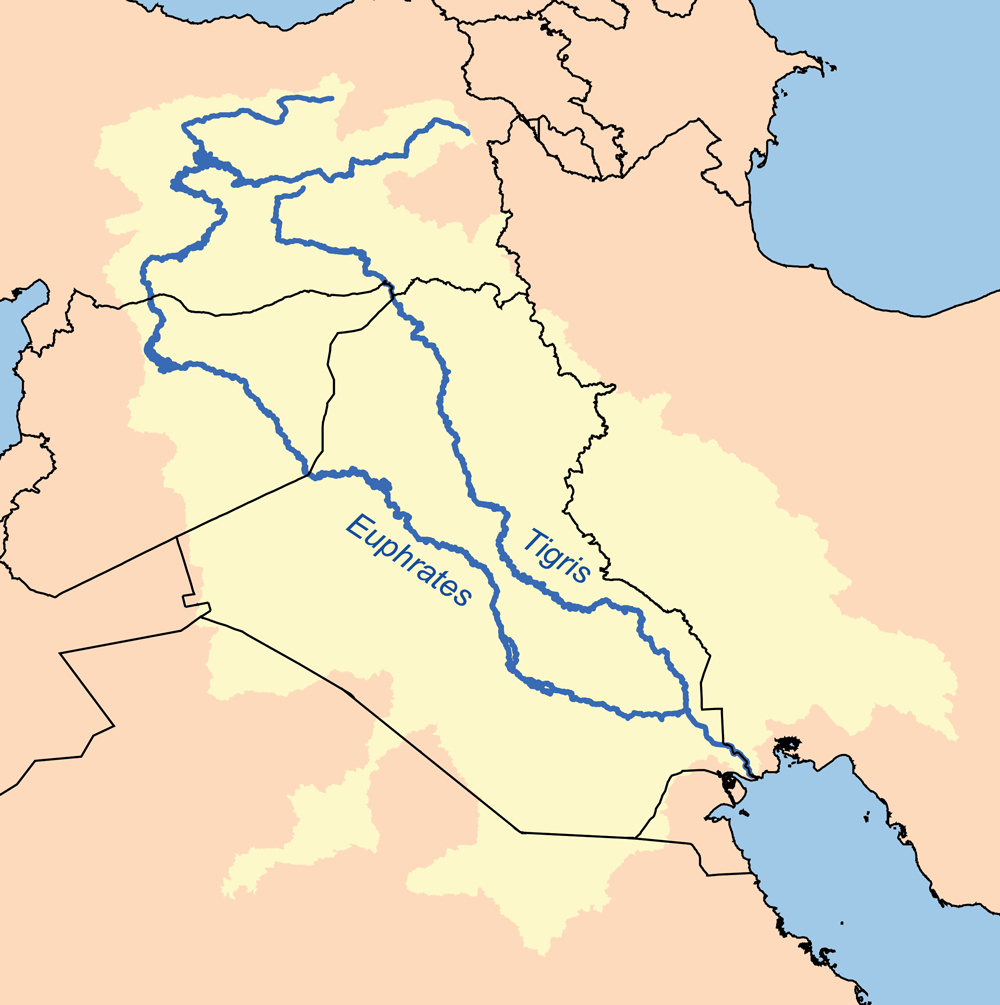 ancient middle east map with rivers