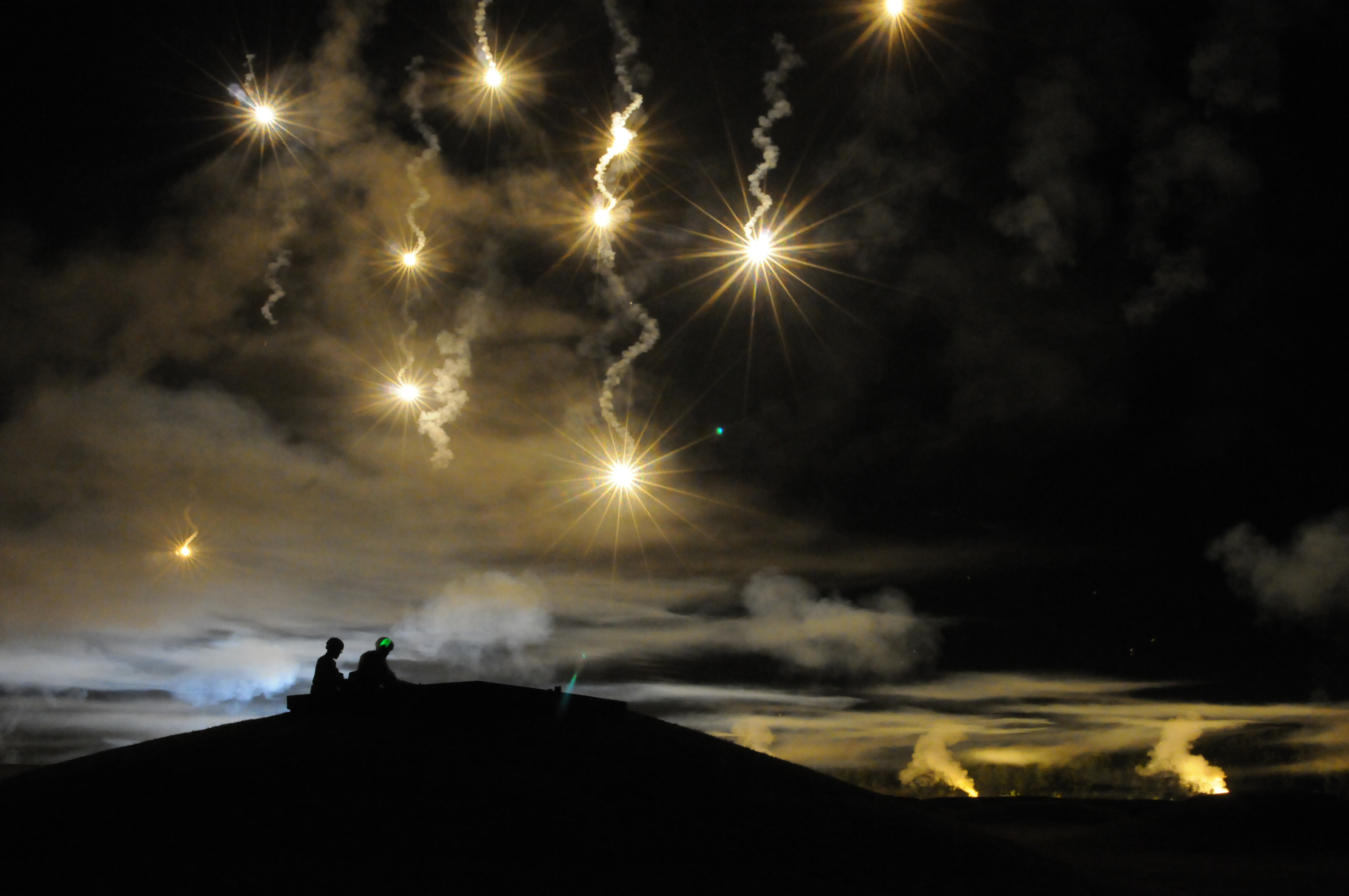 flare gun at night