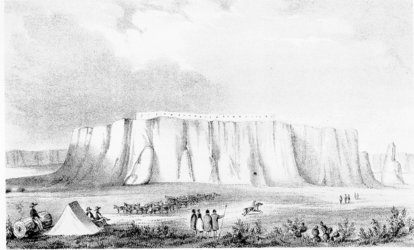 Illustration of the Acoma mesa from 1846