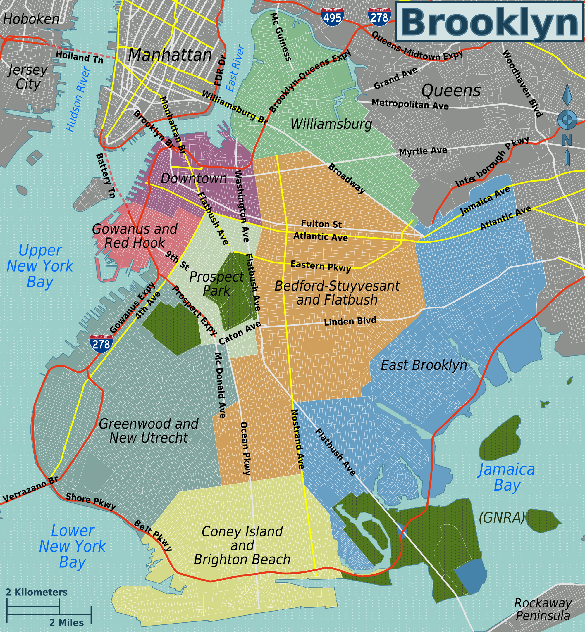 Ville de New York Brooklyn_districts_map