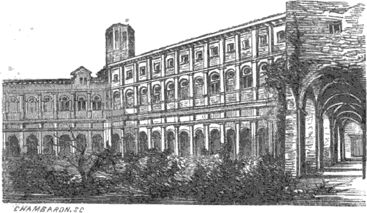 Français : Gravure de l'ancienne abbaye de Boulbonne (Cintegabelle, France).