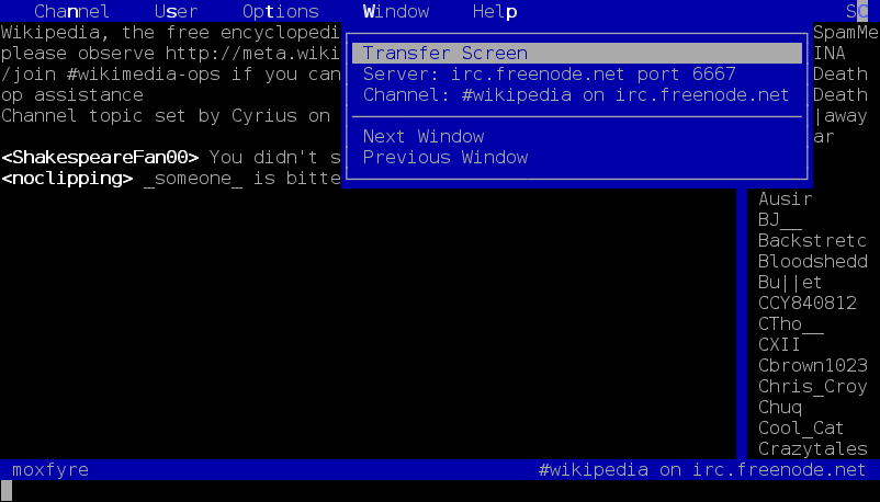 Текст user. IRC client UI.