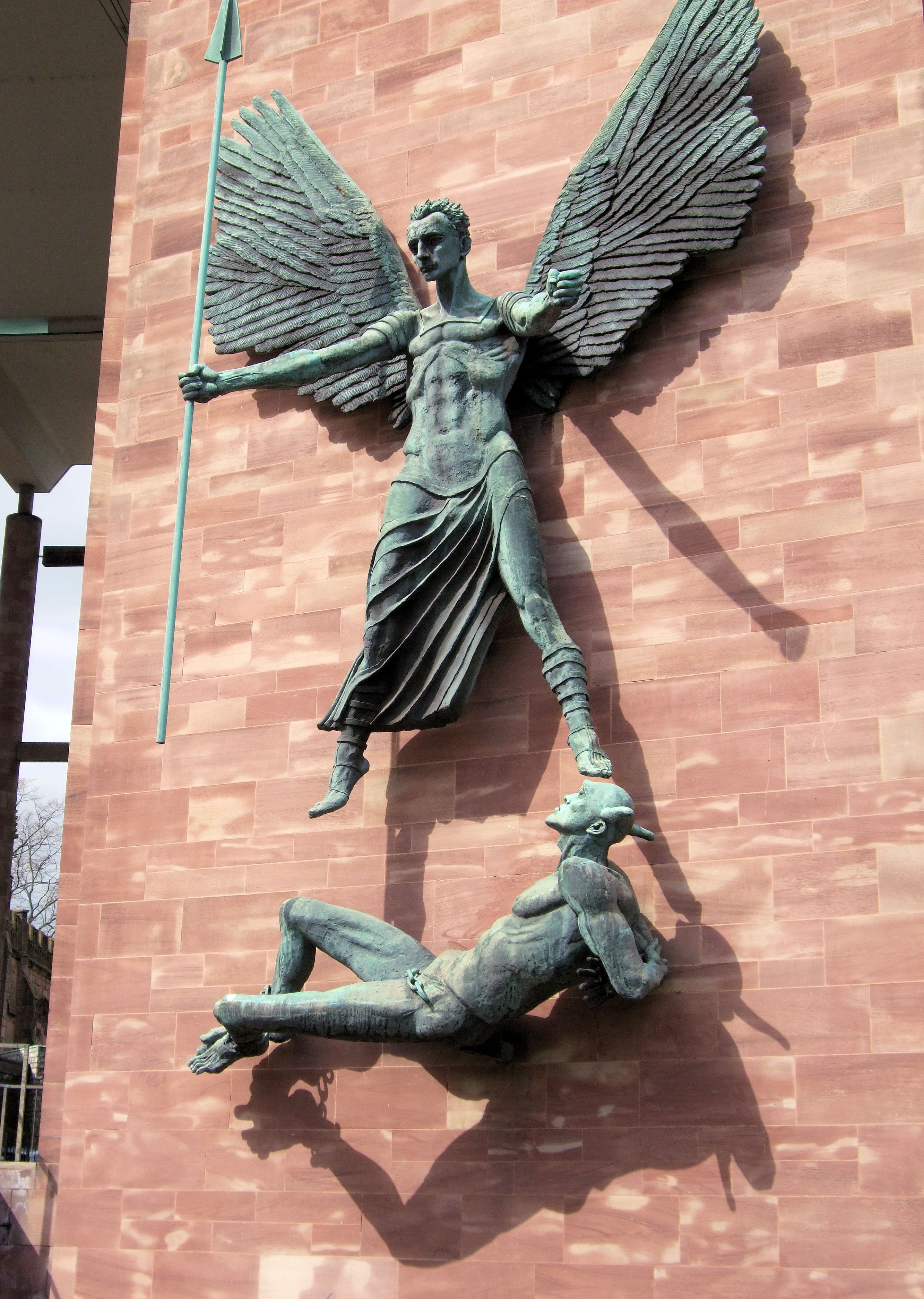Epstein's St Michael's Victory over the Devil, Coventry Cathedral; cast by Morris Singer, 1960