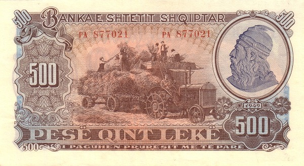 File:500 lekë of Albania in 1949 Obverse.png