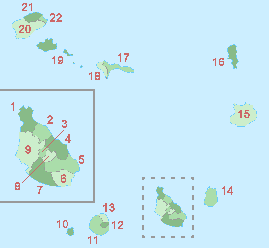 Mapa Detalhado Azul Esverdeado Das Divisões Administrativas