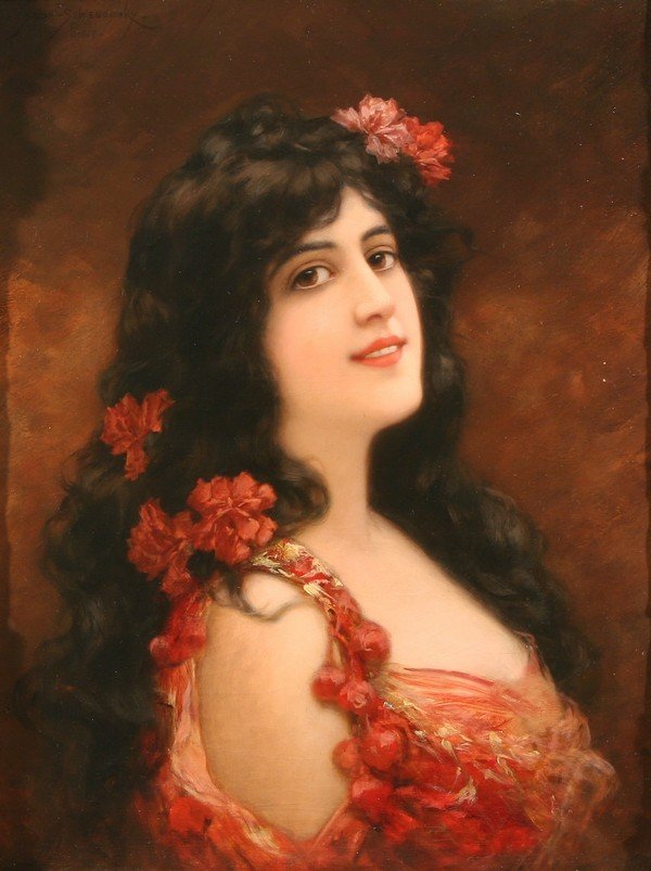 Emile Eisman-Semenowsky - Young Girl with Flowers in her Hair.jpg