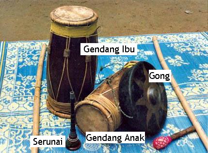 A typical gendang silat ensemble