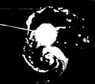 Grayscale radar image of the hurricane