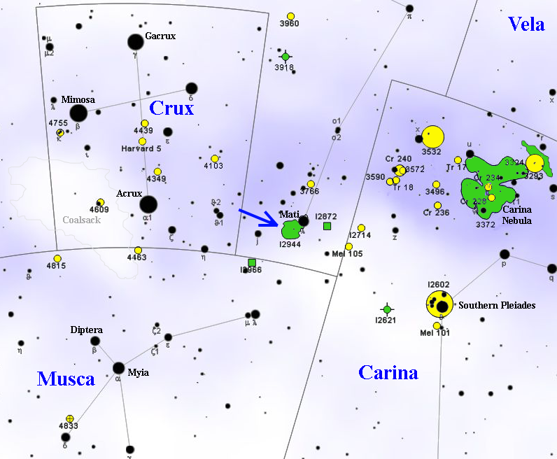 [Ciel Austral] IC2944 la nébuleuse du poulet qui court... IC2944map