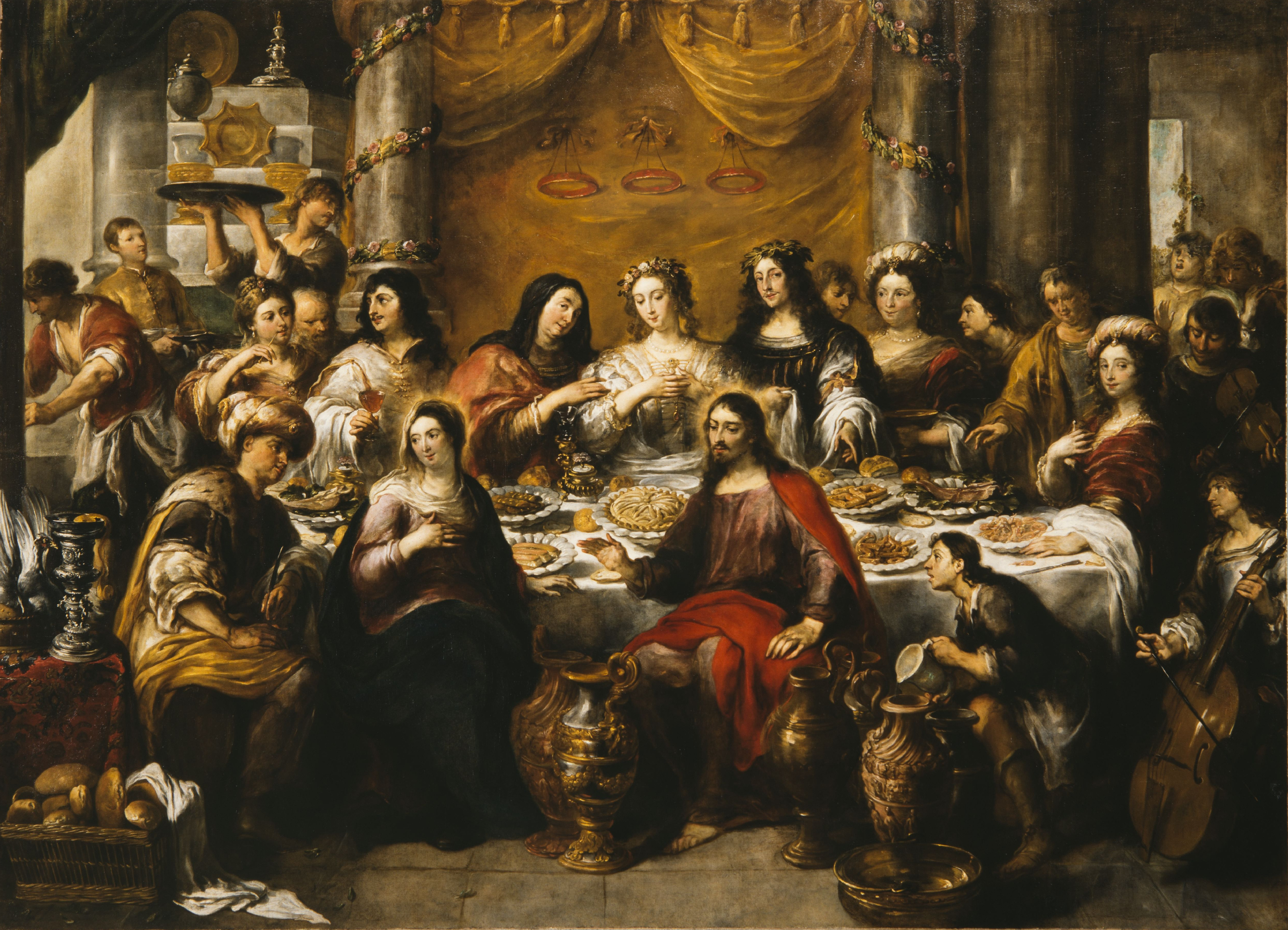 Jan Cossiers - The wedding at Cana, Jesus blesses the water
