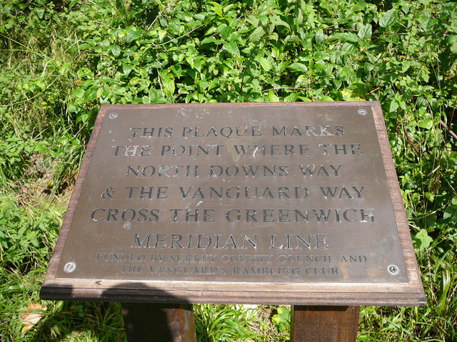 The Meridian Line Plaque at a point where the North Downs Way crosses it. - geograph.org.uk - 1053800