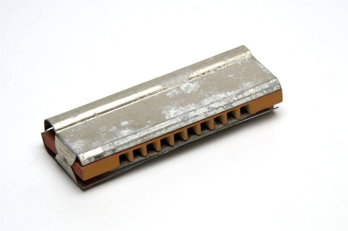 Tropenmuseum Royal Tropical Institute Objectnumber 402-493l Mondharmonica, gebruikt als ruilmidde