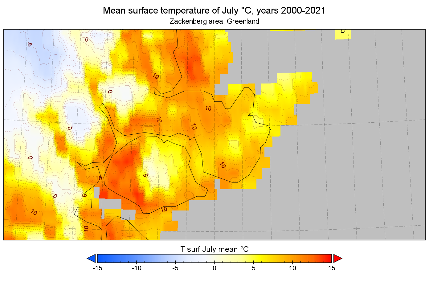 Greenland July temperature.