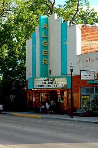 Garfield: The Movie on the marquee of a theater in Lakeview, Oregon.
