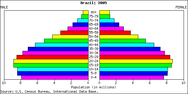 Pirâmide da população brasileira em 2005