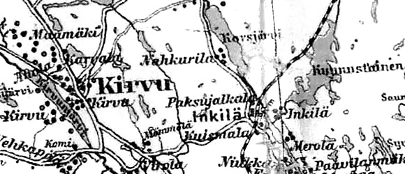 Деревня Инкиля на финской карте 1923 года