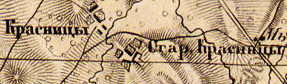 Деревня Старые Красницы на карте 1863 года