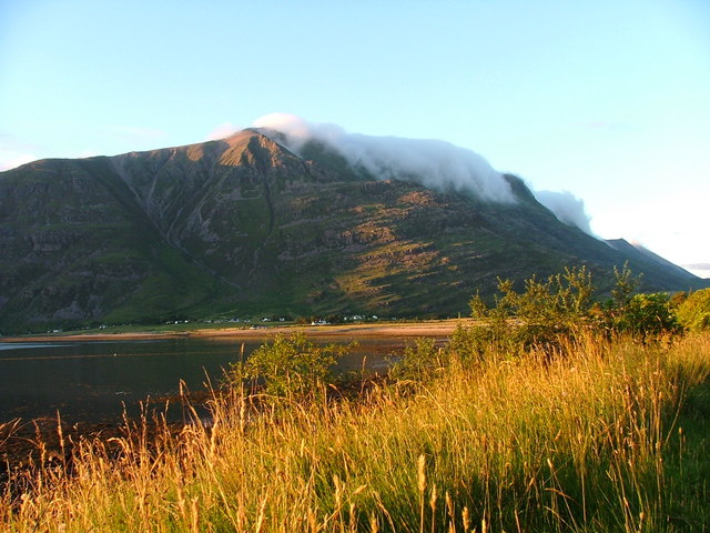 Liathach and Torridon village from the loch shore at Annat - geograph.org.uk - 292674
