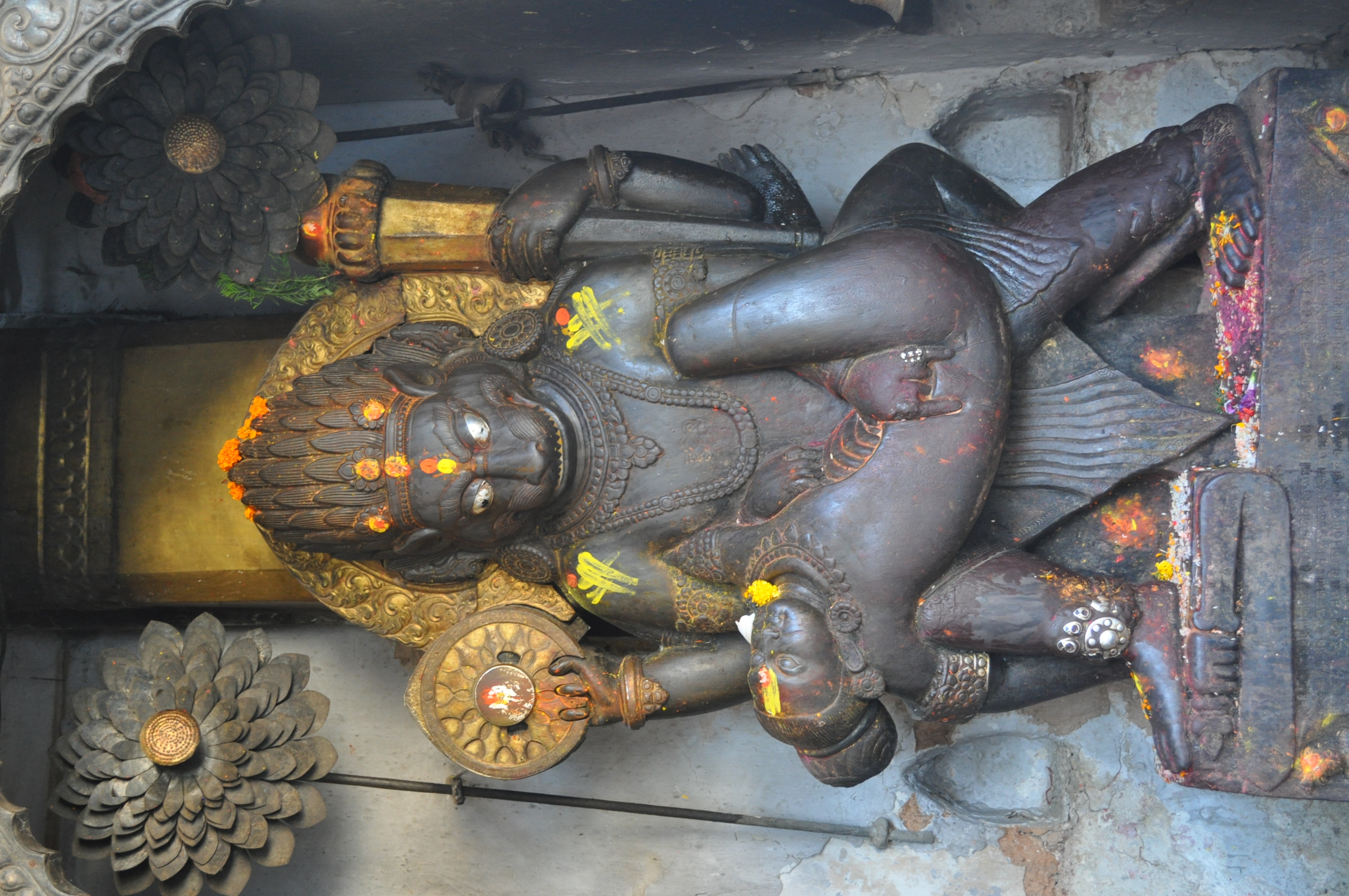 Creative Commons image from https://commons.wikimedia.org/wiki/File:Lord_Narasimha_killing_demon_hiranakashyap_in_his_lap.jpg