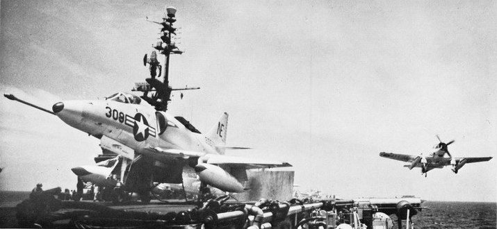 File:A4D-2N and AD-7 are launched from USS Midway (CVA-41) in 1962.jpg