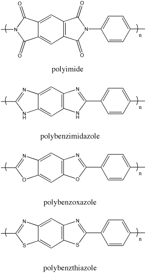 Figure 2: Different fire-resistant polymers made with aromatic heterocycles. Beckysfigure2b.png