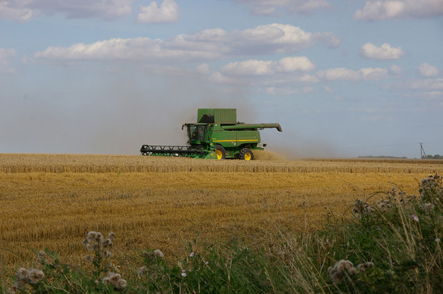 File:Harvesting on the Wolds near Worlaby - geograph.org.uk - 1453360.jpg