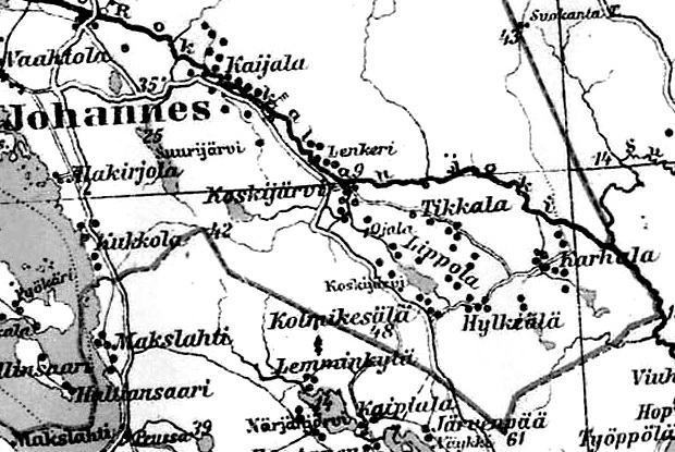 Деревня Ала Кирьола на финской карте 1923 года