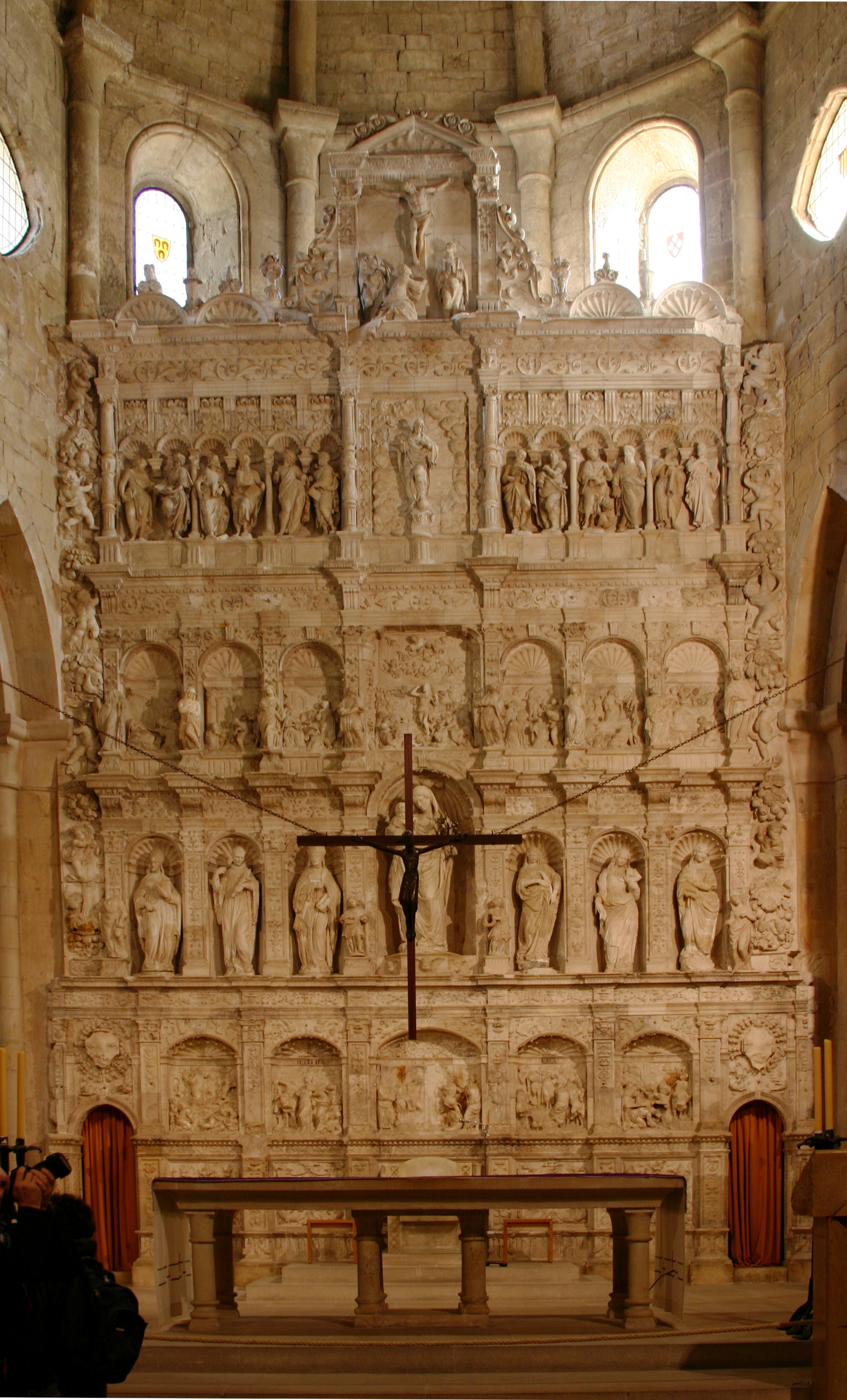 Retable and crucifix - Monastery of Poblet - Catalonia 2014.JPG