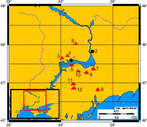 Distribution of Scythian kurgans and other sites along the Dnieper Rapids during the Classical Scythian period