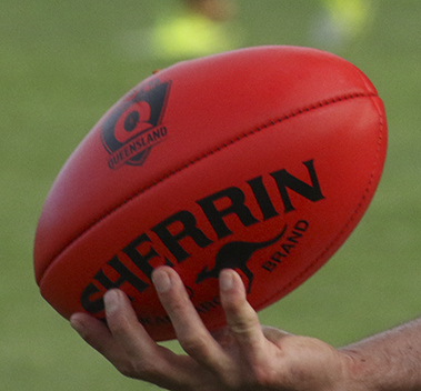 A Sherrin Kangaroo Brand football. Sherrin is the official game ball of the Australian Football League.