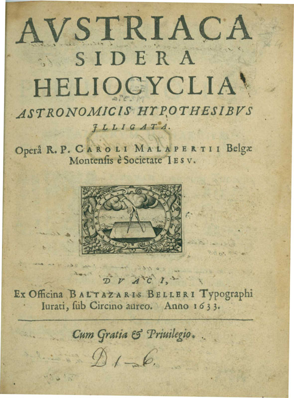 Portada de "Austriaca Sidera Heliocycla" (1633), obra de Charles Malapert