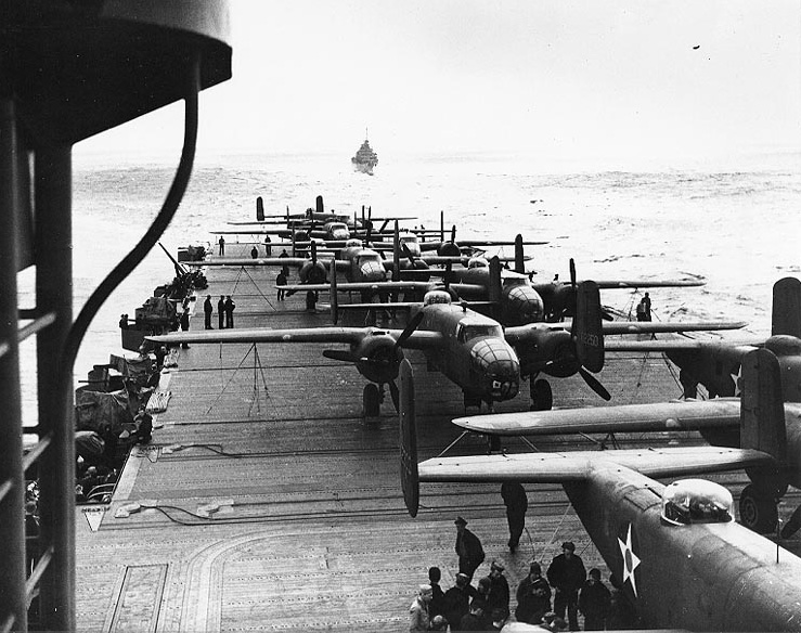 USS Hornet launches a B-25 Doolittle Raid 8"x 10" World War II WW2 Photo 519 