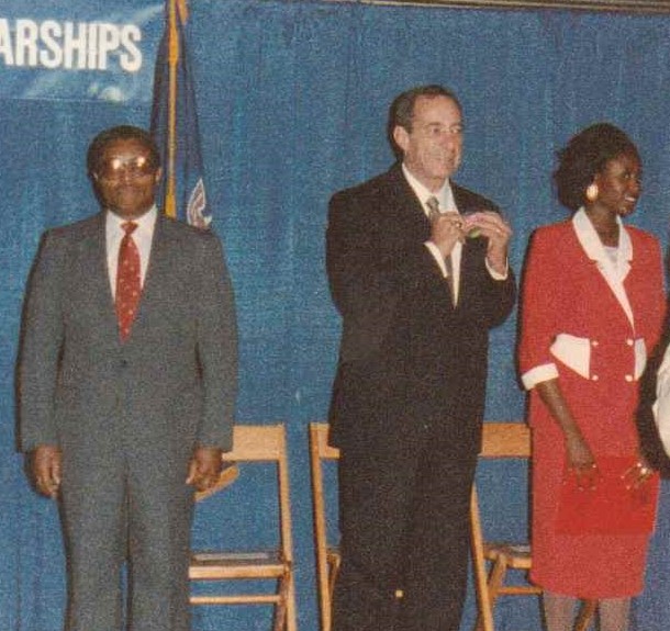 File:Buffalo State College President FC Richardson with NY Governor Mario Cuomo and Guest, Buffalo, New York, October 1990.jpg