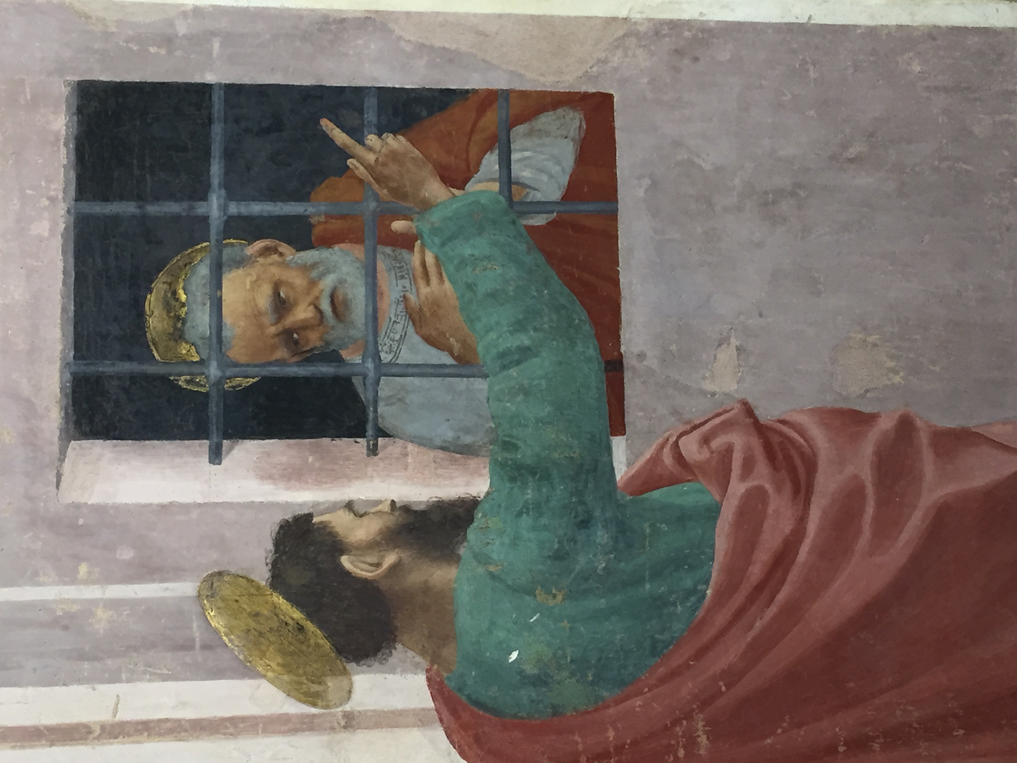 Filippino Lippi, San Pietro in carcere visitato da San Paolo, dettaglio, cappella Brancacci.jpg