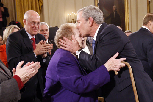 File:George W. Bush with Arlene Howard farewell address.jpg